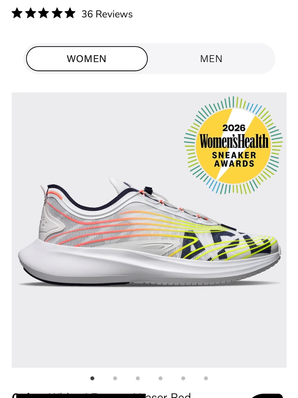 APL Women’s Veil Slip-On Runner — White with Coral and Neon Yellow Accents